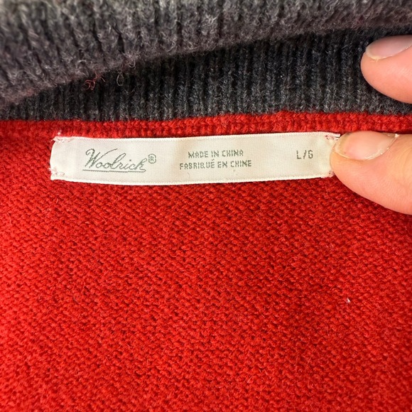 Woolrich Red Deer Fair Isle Knit Zip Up Vest Sweater Women Size large cottagecor - Picture 11 of 16